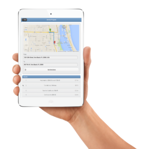 Field service route scheduling software on mobile device