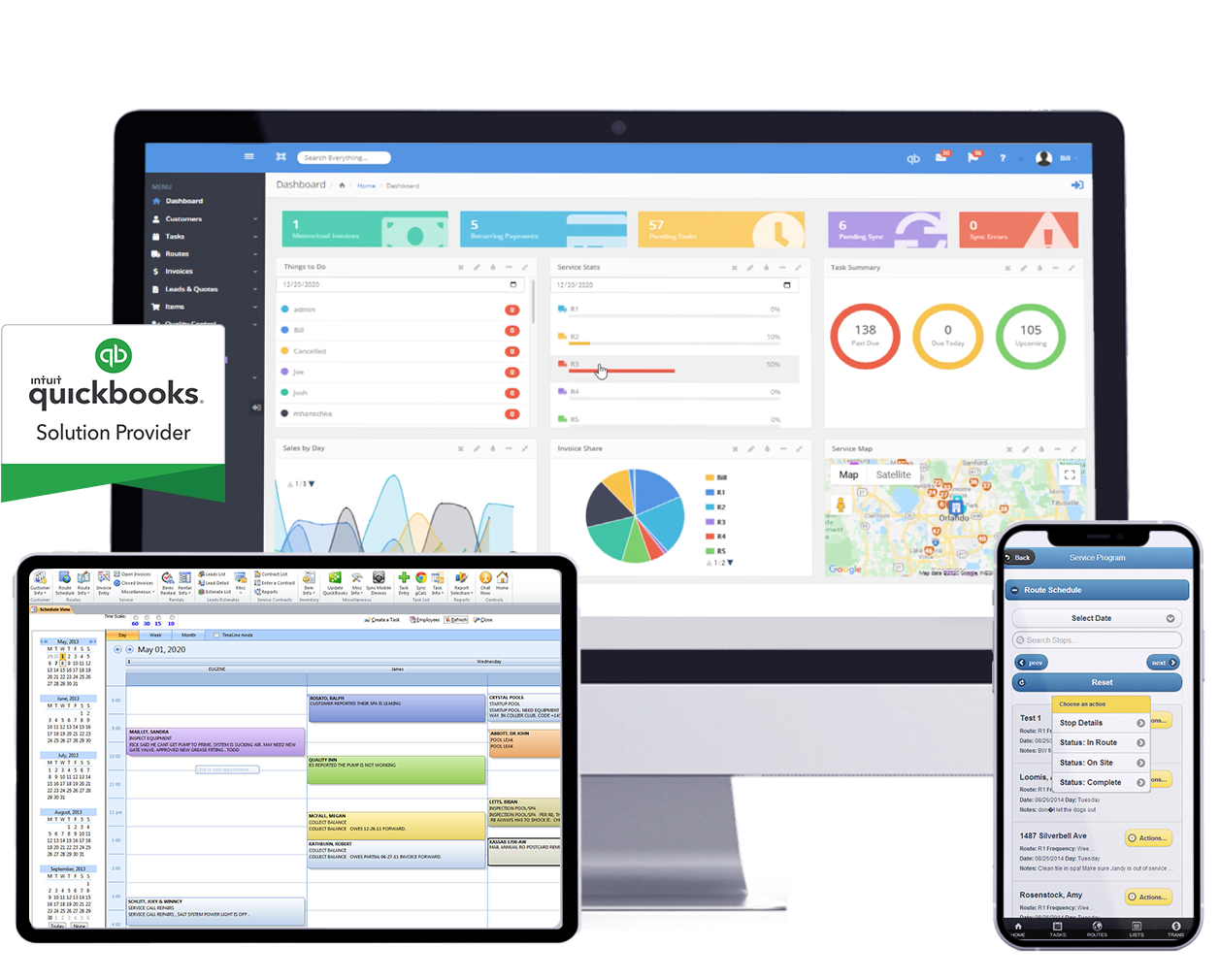 QuickBooks Service Business Software on desktop and mobile device