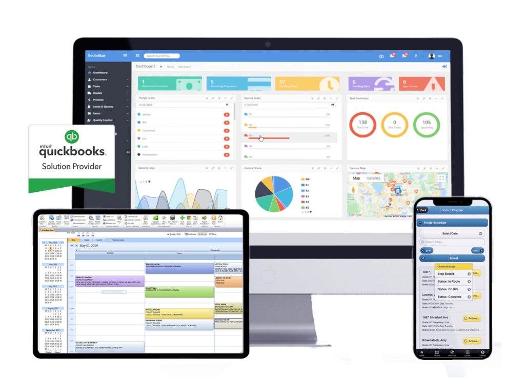 Snow removal routing software shown on desktop and mobile app