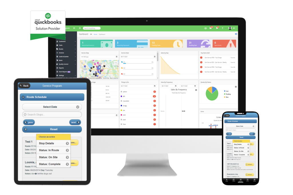 Software User interface on desktop computer, tablet, and mobile device