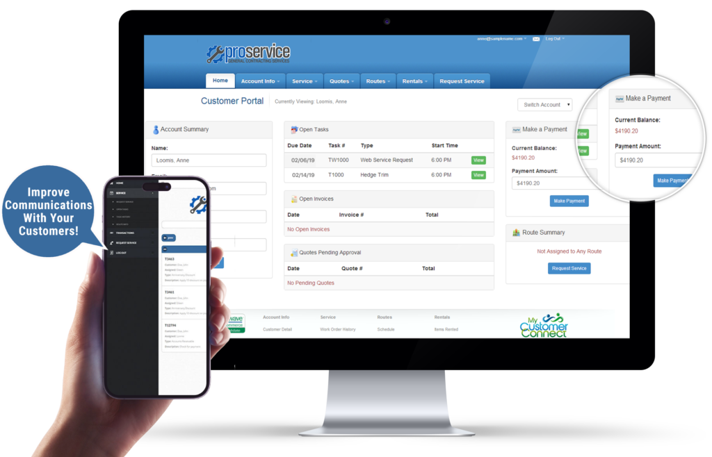 customer facing of the customer portal