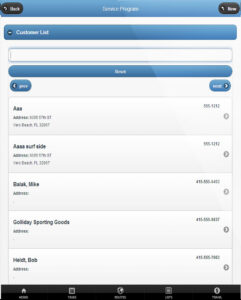 Pool service customer list on mobile software